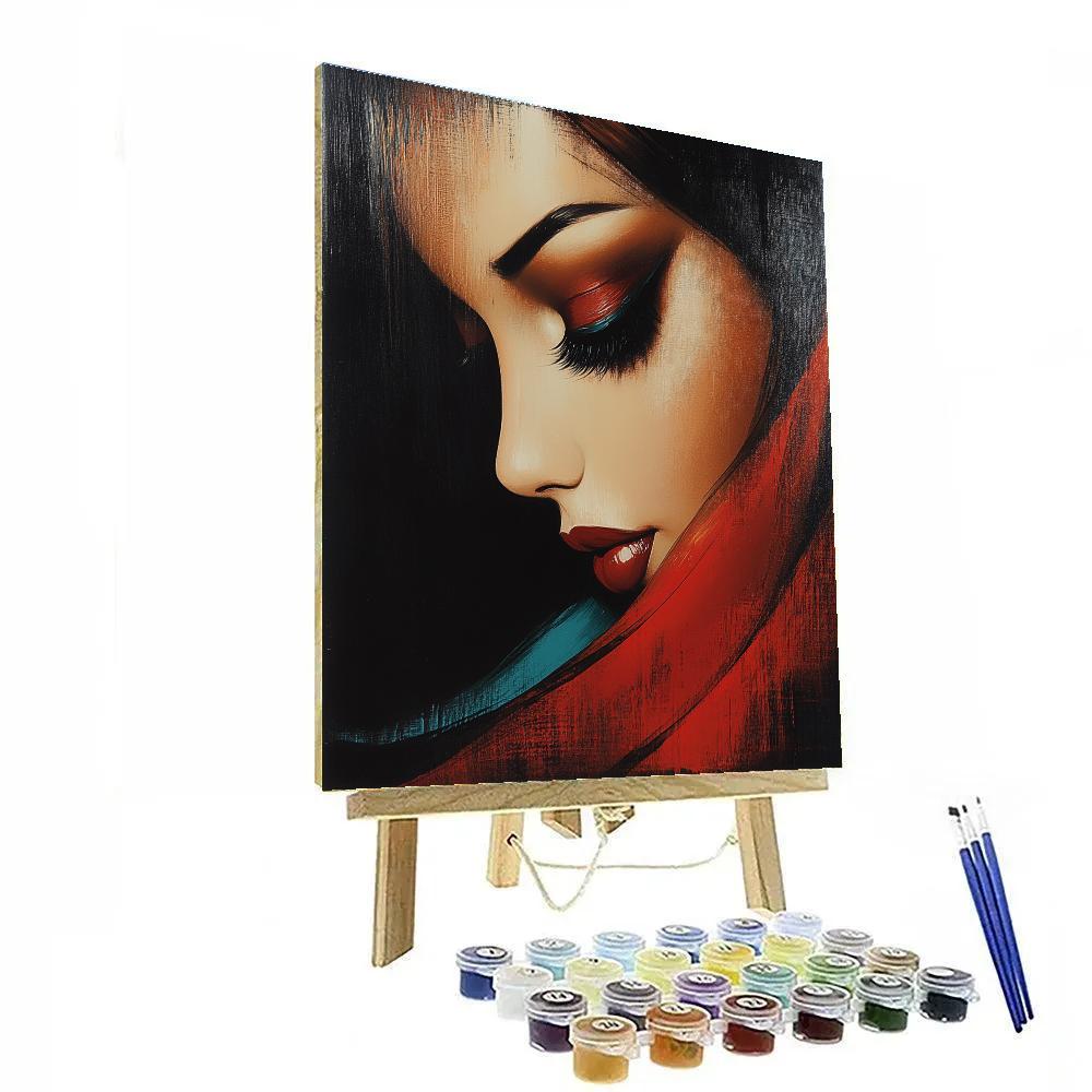 Amedeo Modigliani Inspired Portrait With Red Scarf paint by numbers