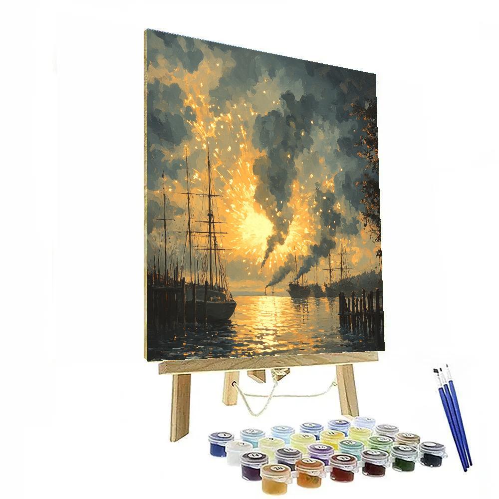 Turner Inspired Fireworks Over Harbor painting number kit