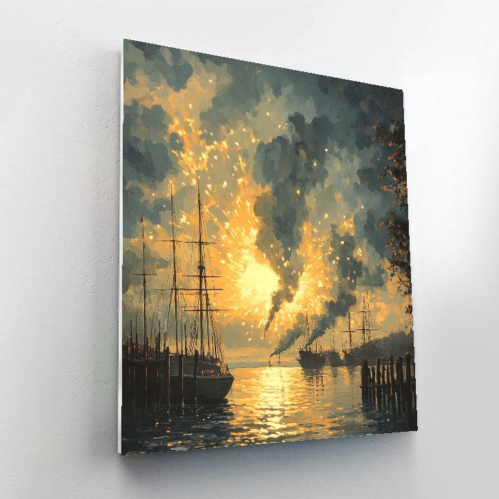 Turner Inspired Fireworks Over Harbor painting number kit