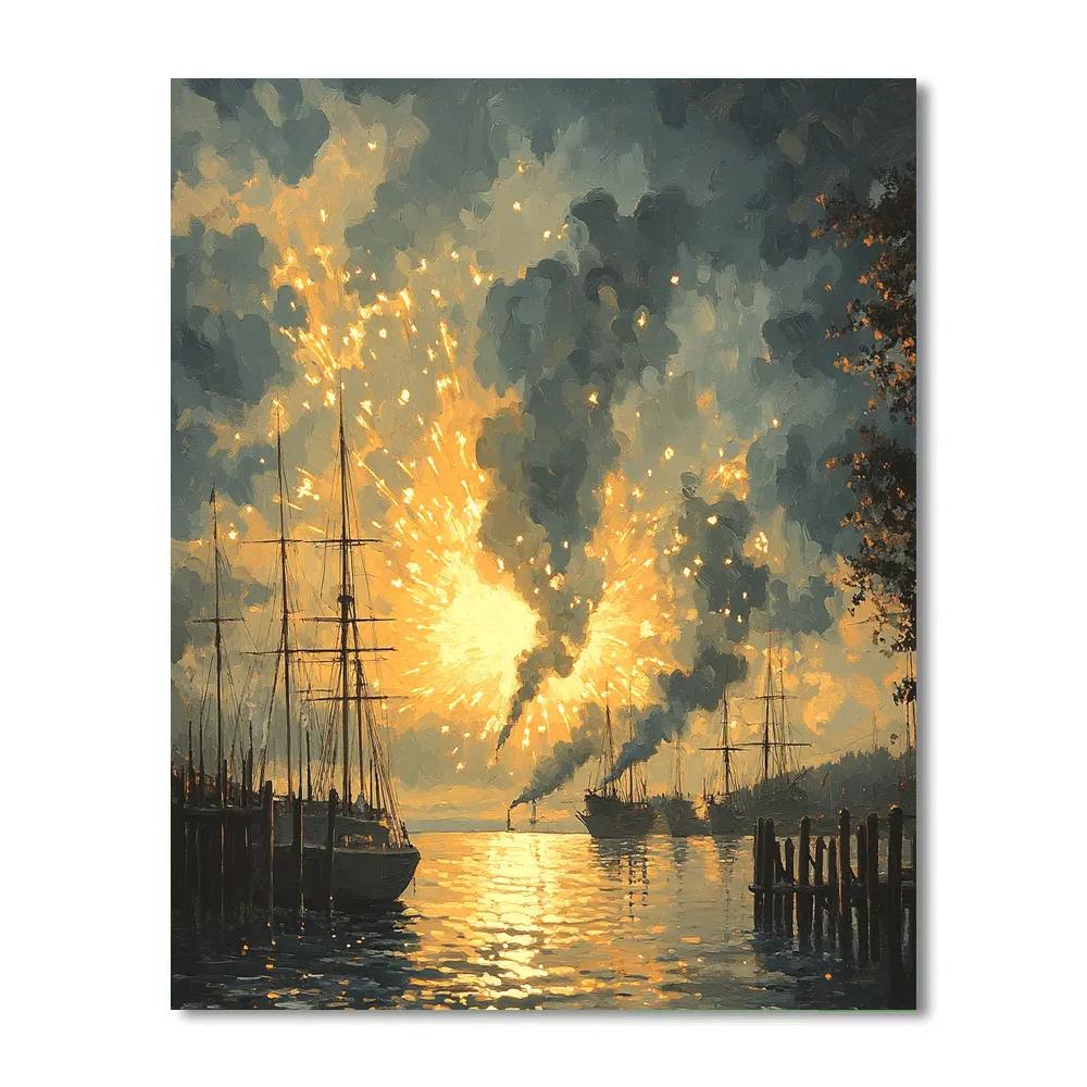 Turner Inspired Fireworks Over Harbor painting number kit