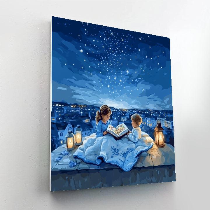 Wendy Nighttime Story Rooftop Disney Number painting