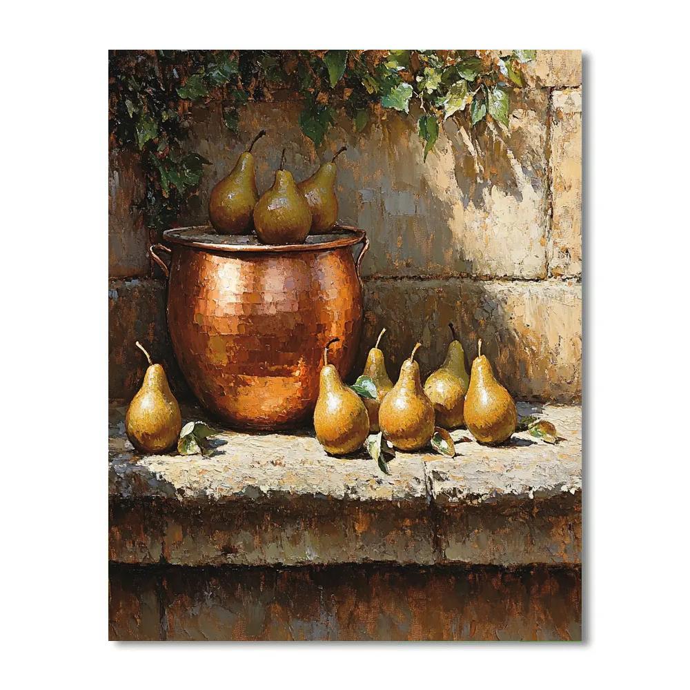 Jean Baptiste Simeon Chardin Inspired Copper And Pears paint by number