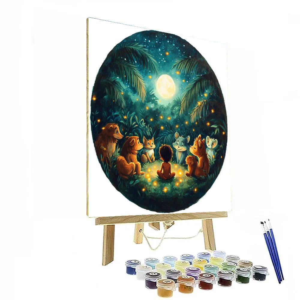 Mowgli Jungle Story Circle Disney Numbered painting kits