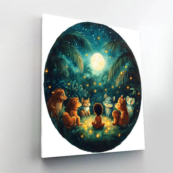 Mowgli Jungle Story Circle Disney Numbered painting kits
