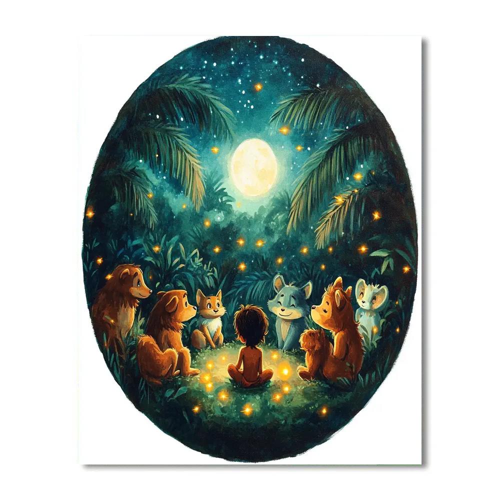 Mowgli Jungle Story Circle Disney Numbered painting kits