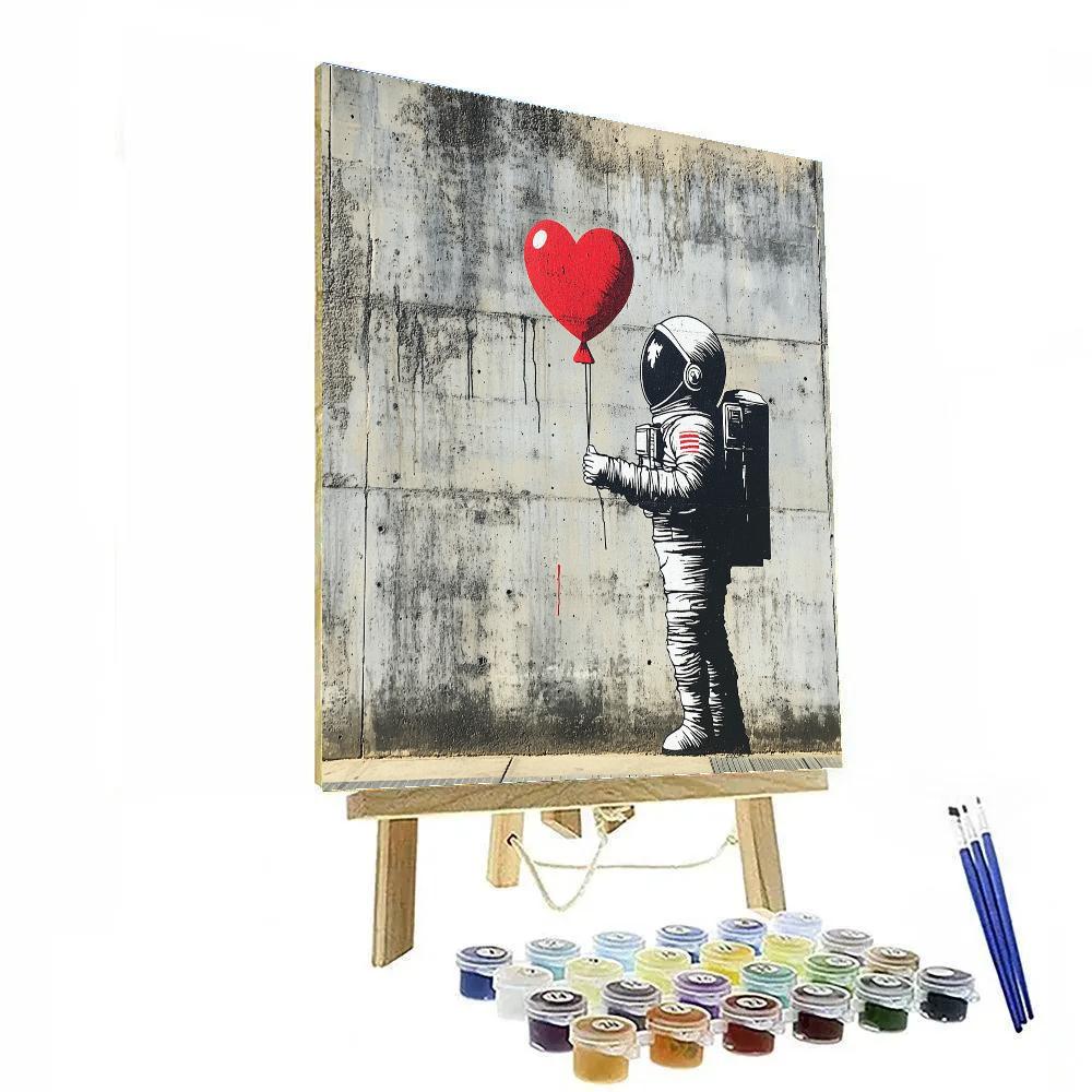 Banksy Inspired Astronaut With Balloon paint by numbers
