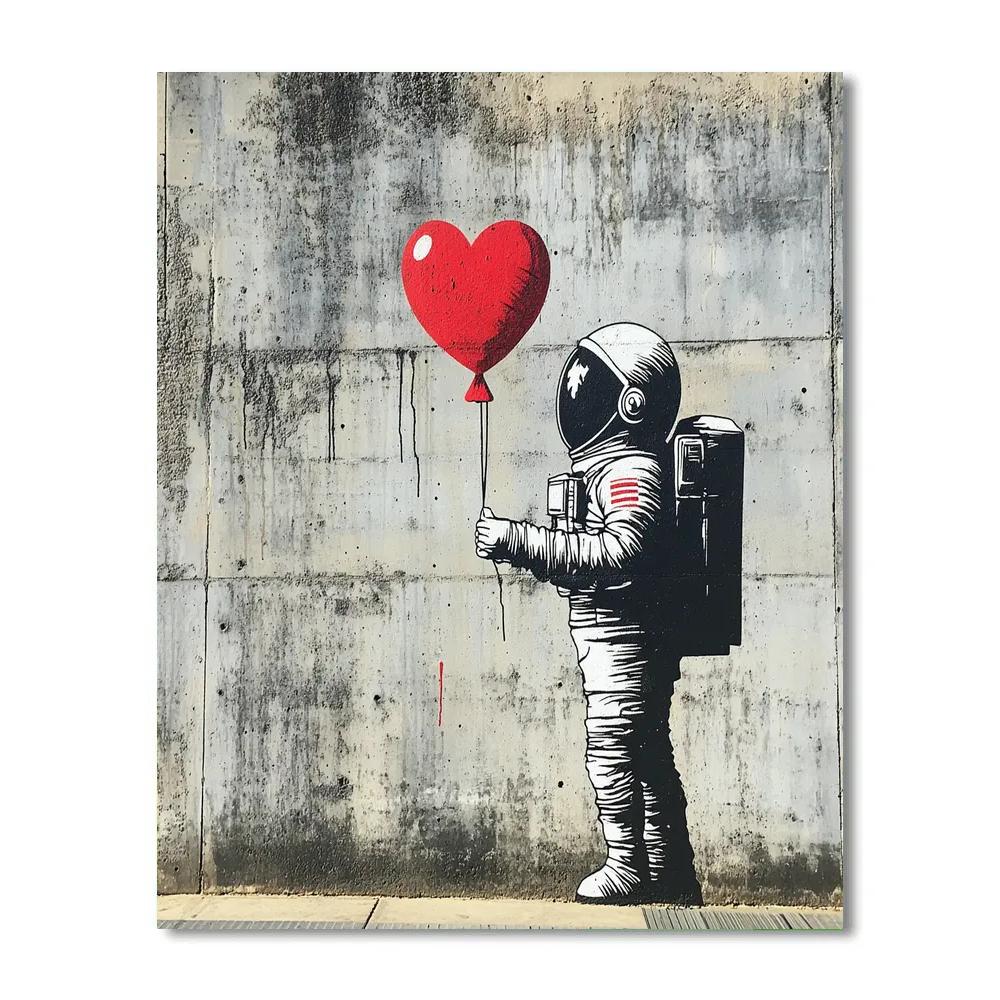 Banksy Inspired Astronaut With Balloon paint by numbers
