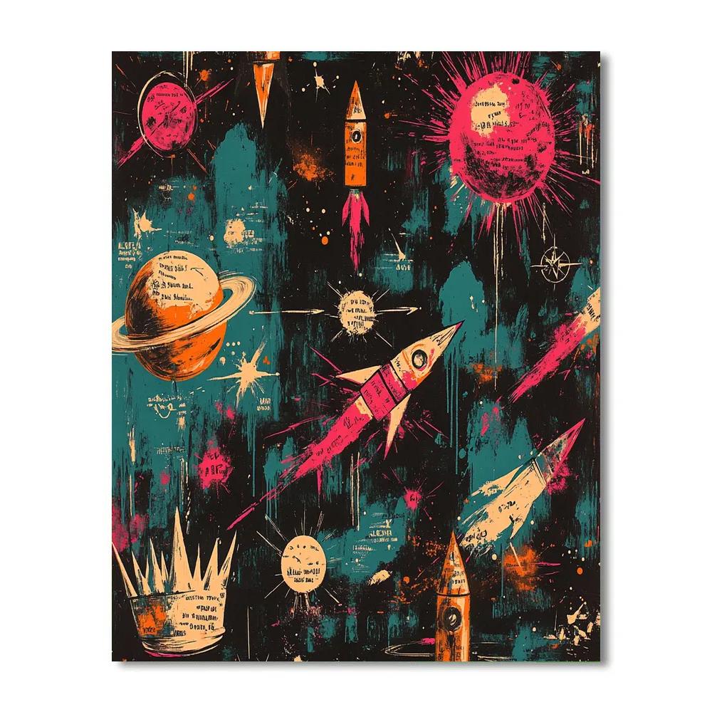 Jean Michel Basquiat Inspired Cosmic Diagram Numbered painting kits