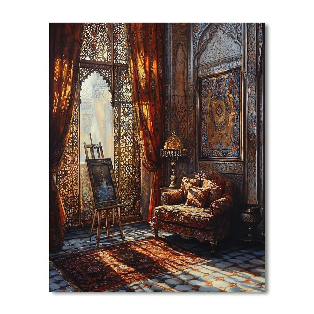 Mariano Fortuny Inspired Velvet Studio Scene Paint by numbers art