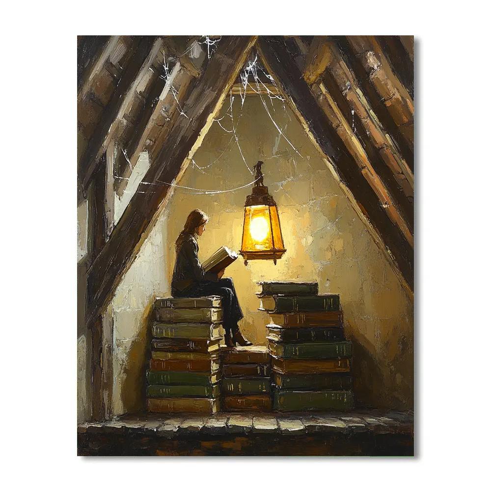 Carl Spitzweg Inspired Bookworm In Attic Paint by numbers art