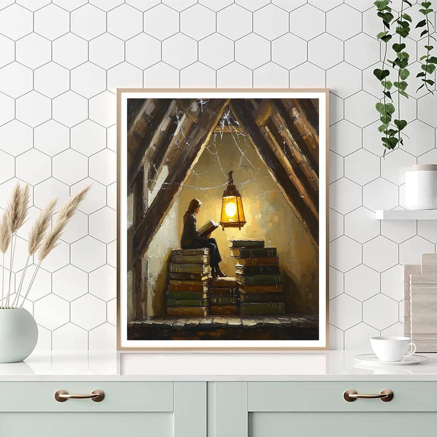 Carl Spitzweg Inspired Bookworm In Attic Paint by numbers art