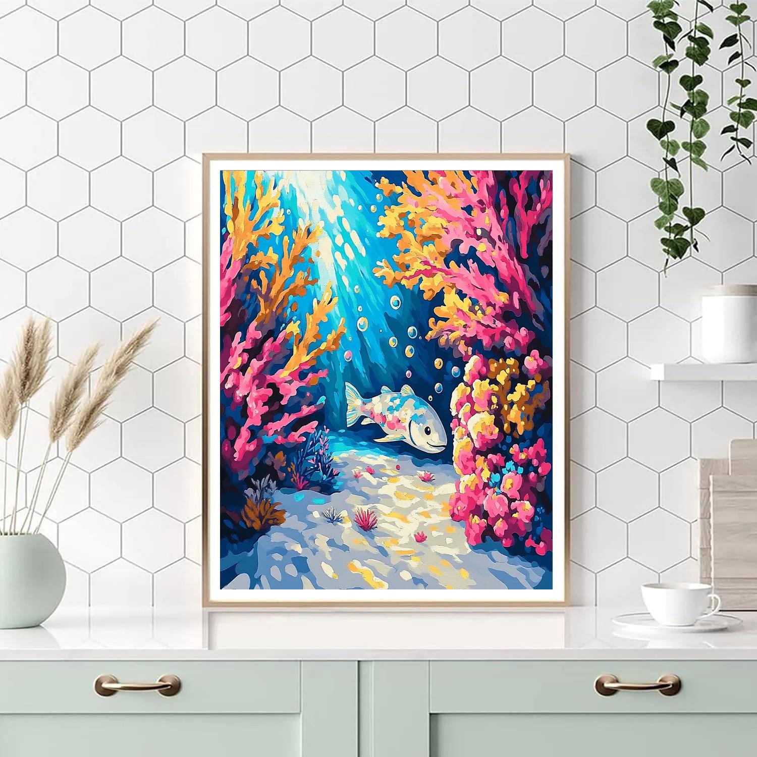 Flounder Coral Hideaway Disney paint by color