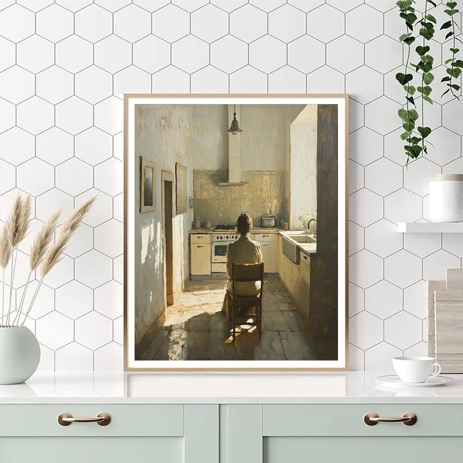 Wilhelm Leibl Inspired Peasant Kitchen Portrait Number painting