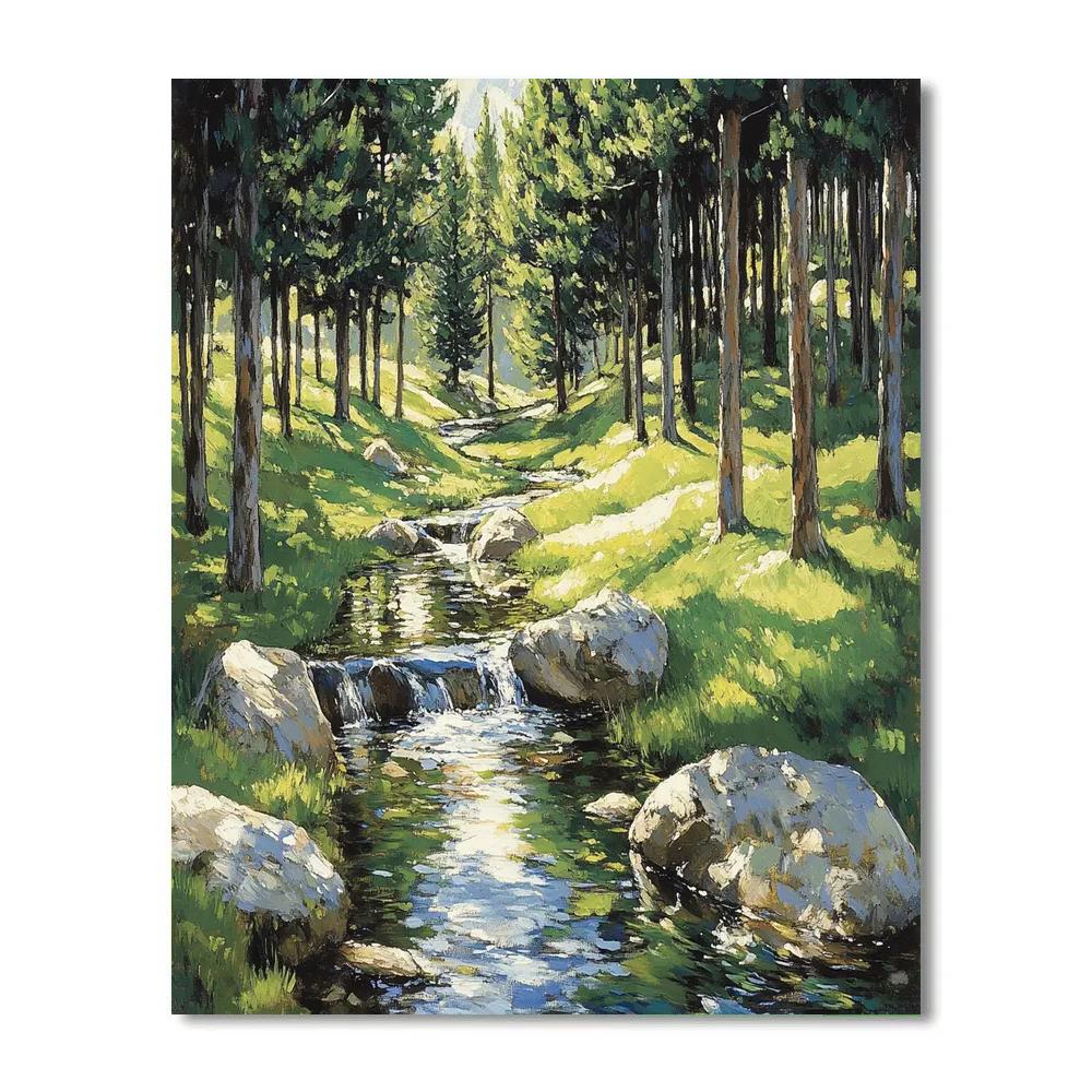 Hans Thoma Inspired Forest Stream Retreat DIY paint by numbers