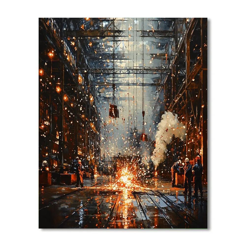 Adolph Menzel Inspired Foundry Night Glow paint by number