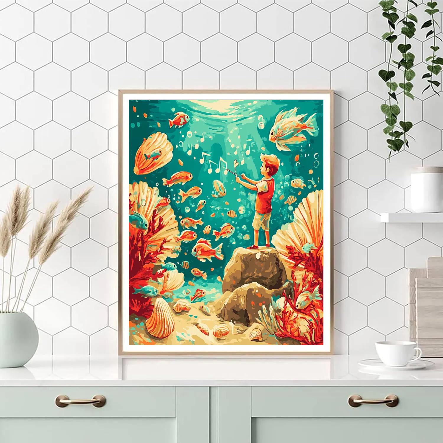 Sebastian Conducting Coral Choir Disney painting number kit