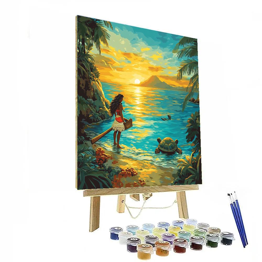 Moana Wayfinder Sunrise Disney paint by color