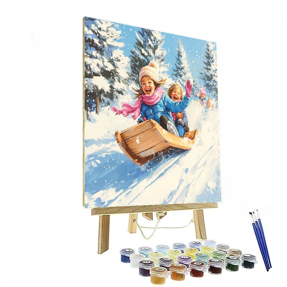 Anna Snow Sled Fun Disney Paint by numbers art