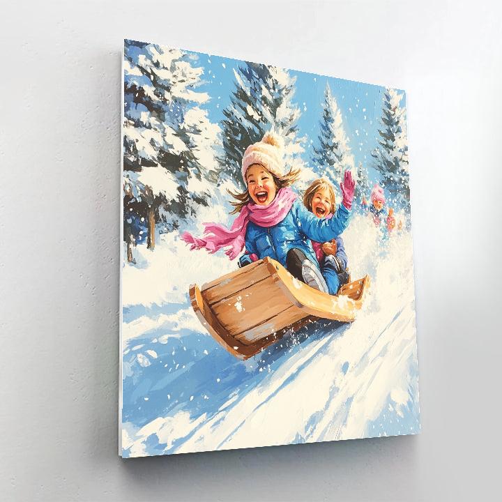 Anna Snow Sled Fun Disney Paint by numbers art