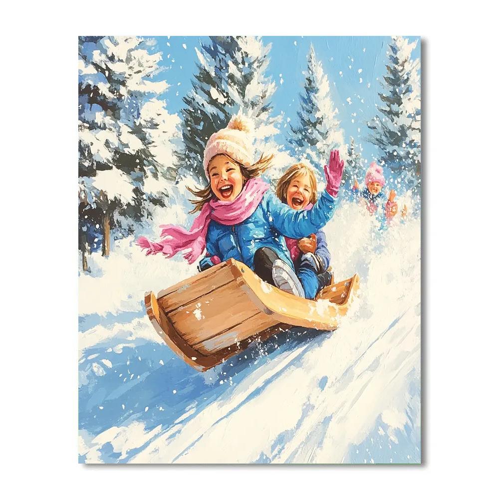 Anna Snow Sled Fun Disney Paint by numbers art