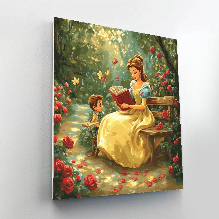 Belle Garden Reading Disney paint by color