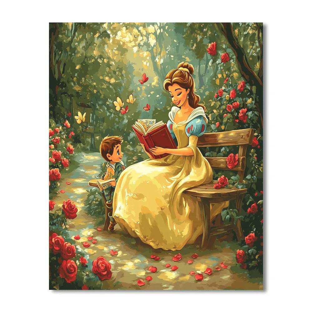 Belle Garden Reading Disney paint by color