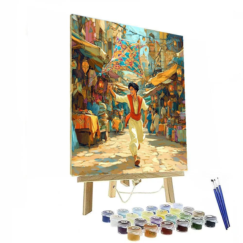 Aladdin Market Kite Chase Disney Number painting