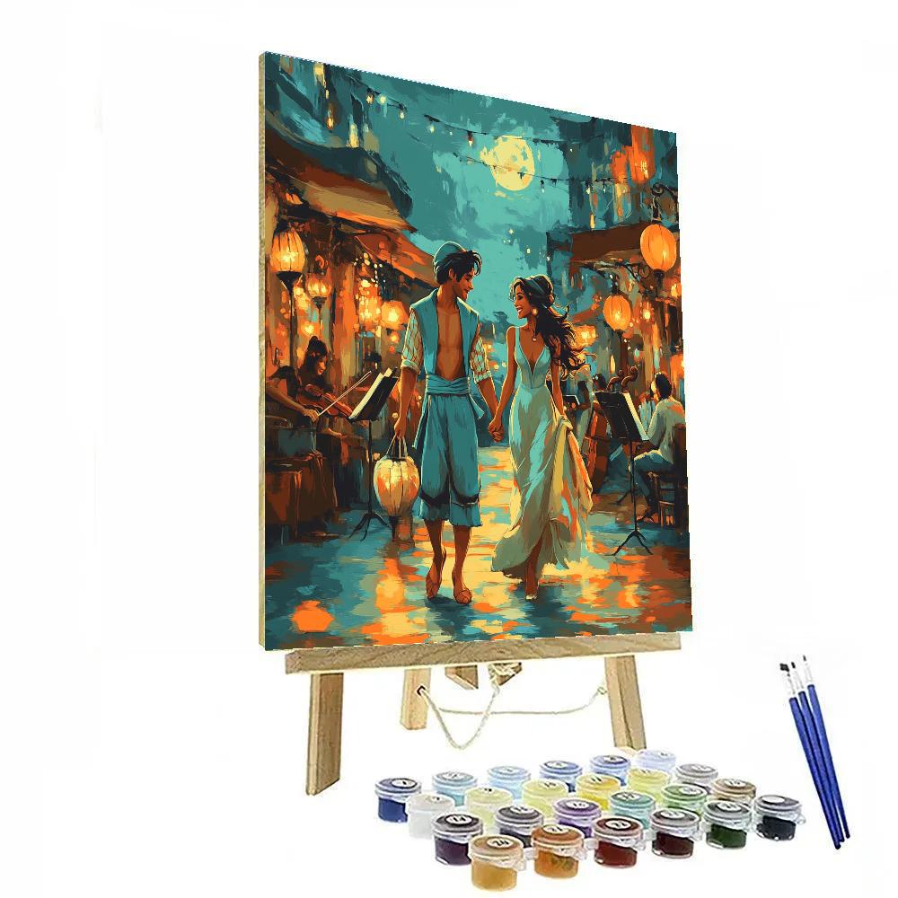 Aladdin Jasmine Moon Bazaar Disney Number painting