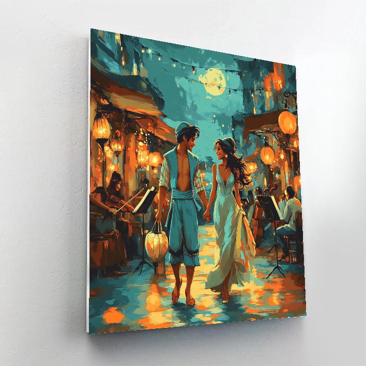 Aladdin Jasmine Moon Bazaar Disney Number painting