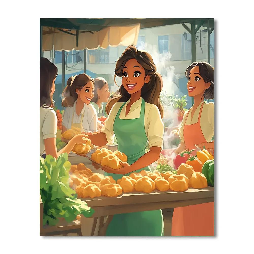 Tiana Market Morning Treats Disney paint by number