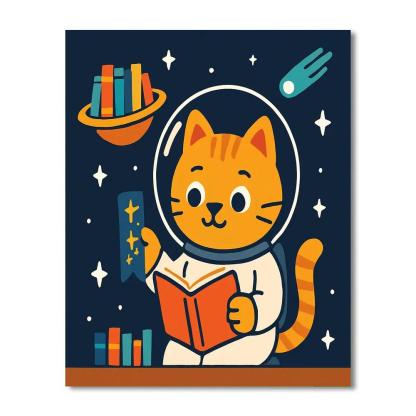 Comet Library Cat Numbered painting kits