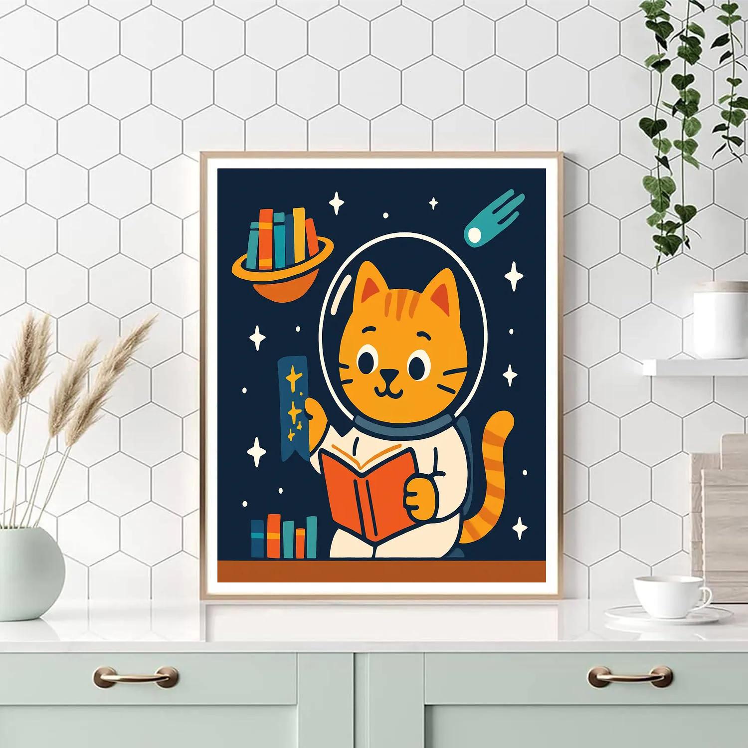 Comet Library Cat Numbered painting kits