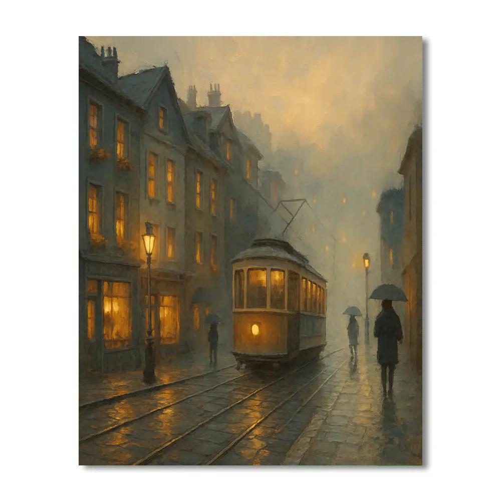 Lantern Mist Over The Hilltop Tram Street Paint by numbers kits