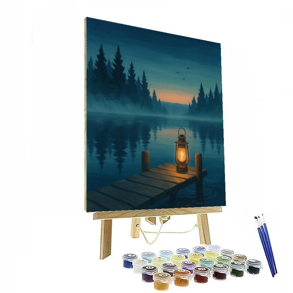 Lantern Dock At Blue Hour Calm Number painting