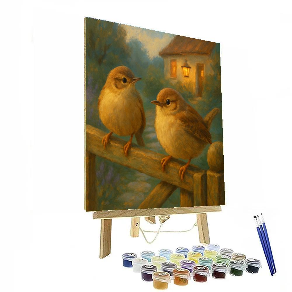 Lantern Glow Wrens At The Cottage Gate Number painting