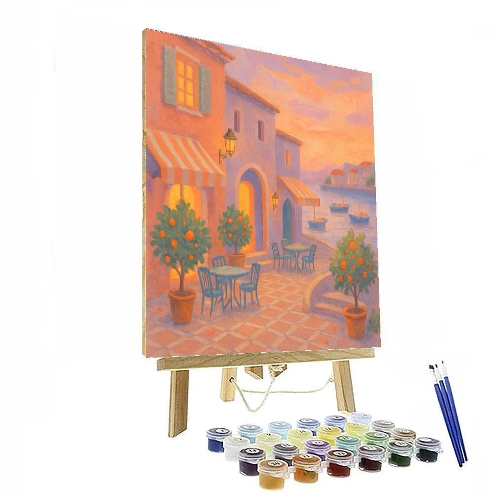 Coastal Courtyard At Peach Twilight paint by color