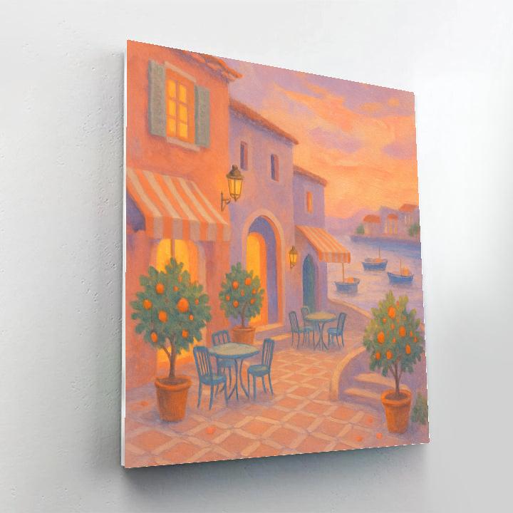 Coastal Courtyard At Peach Twilight paint by color