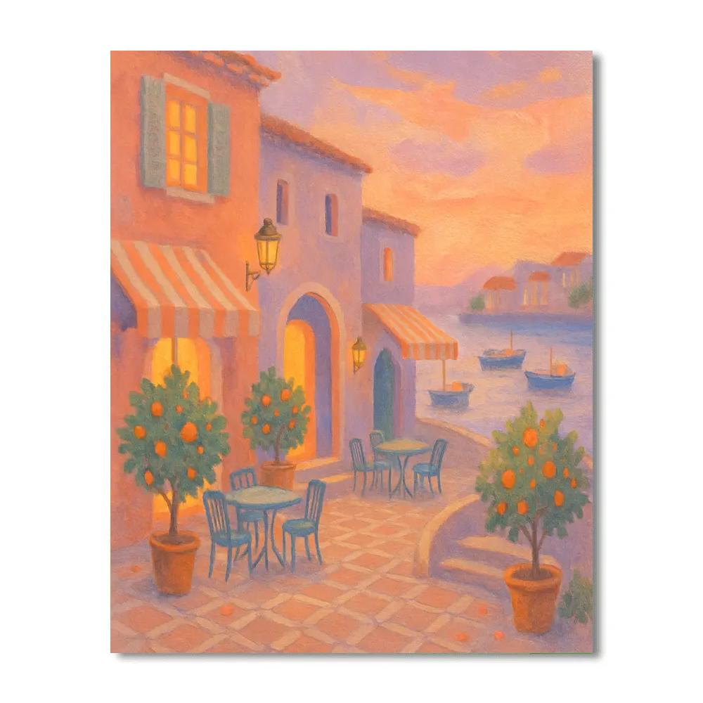 Coastal Courtyard At Peach Twilight paint by color