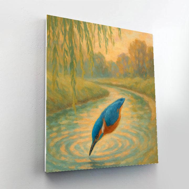 Kingfisher Splash In A Willow Bend paint by number