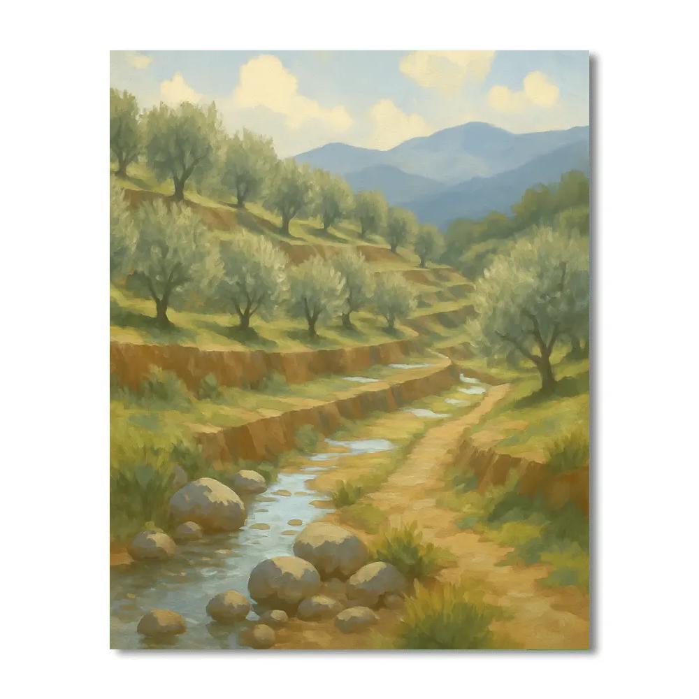 Sunwashed Olive Terraces After Summer Rain Painting by numbers kit