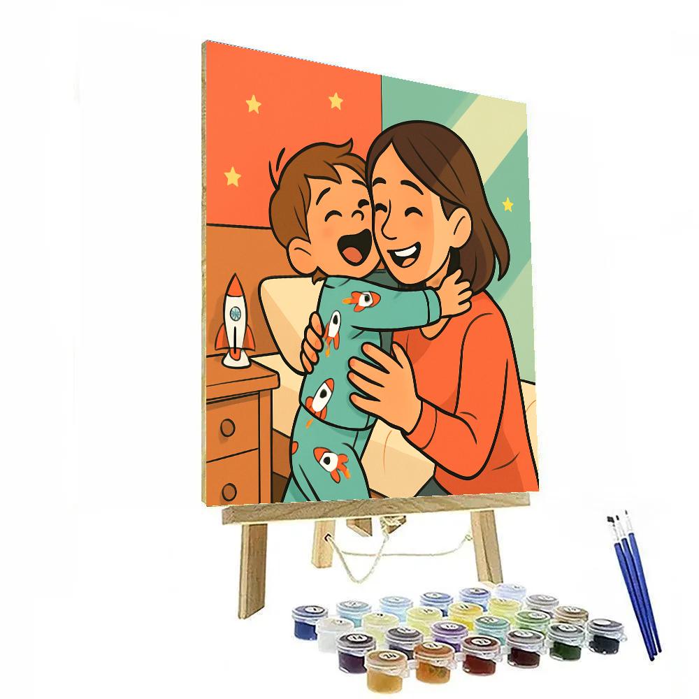 Rocket Pajamas Morning Hug Paint by numbers art