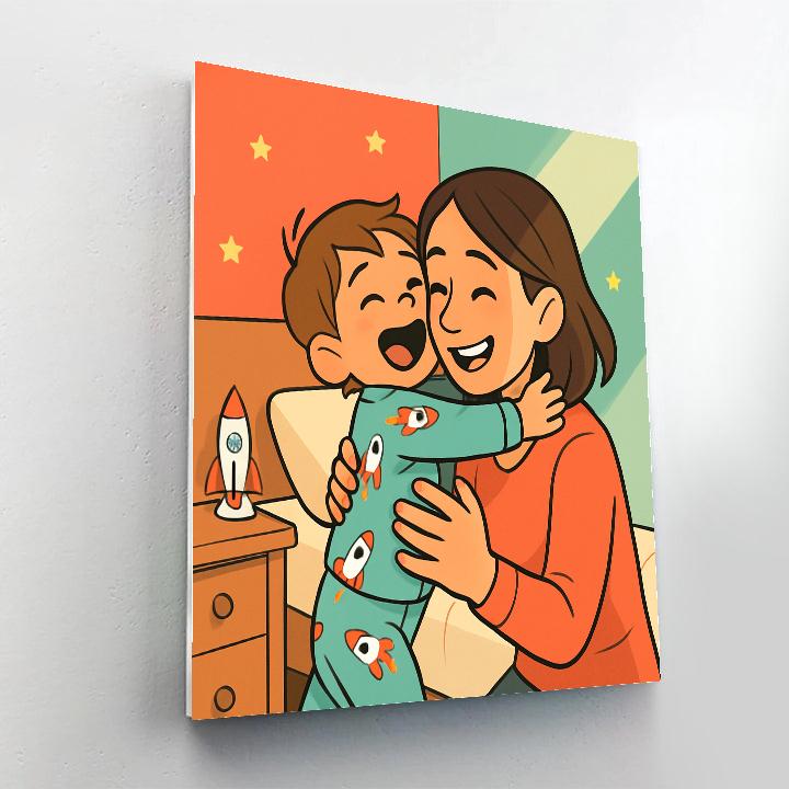 Rocket Pajamas Morning Hug Paint by numbers art