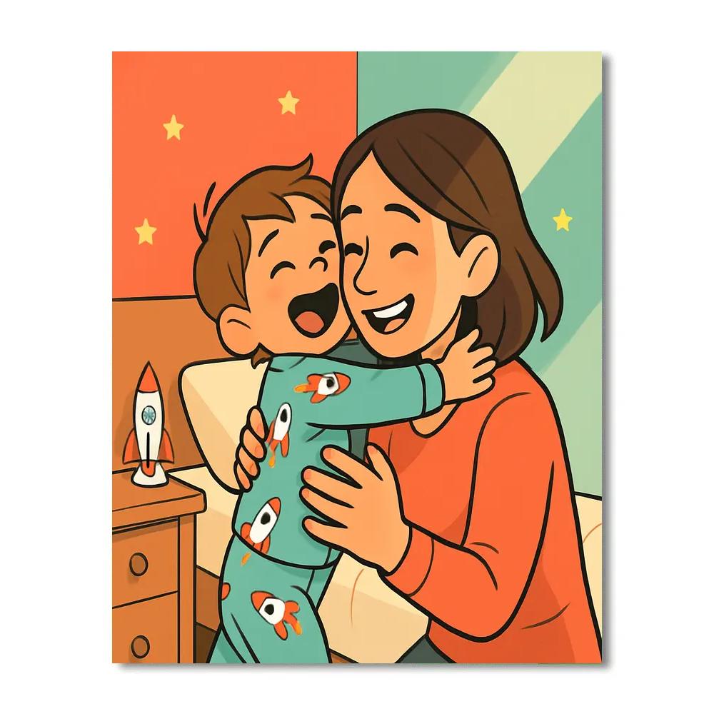Rocket Pajamas Morning Hug Paint by numbers art