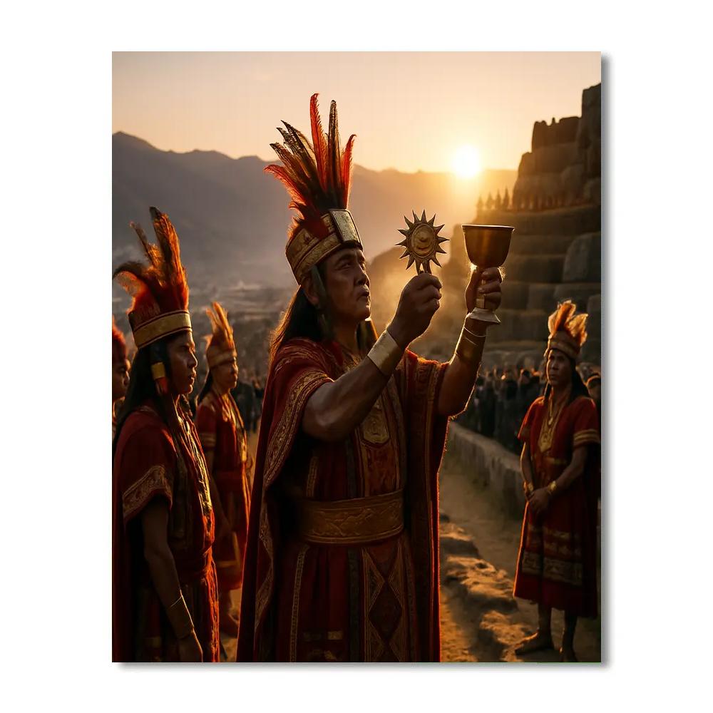 Inti Raymi Sunrise Ceremony Sacsayhuaman Cusco paint by number