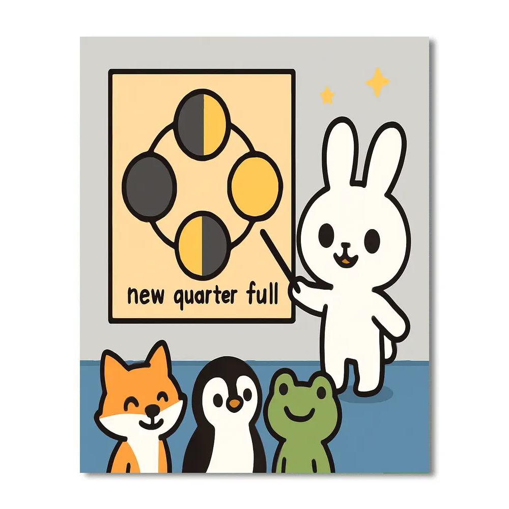 Moon Phase Bunny Classroom Paint by numbers kits