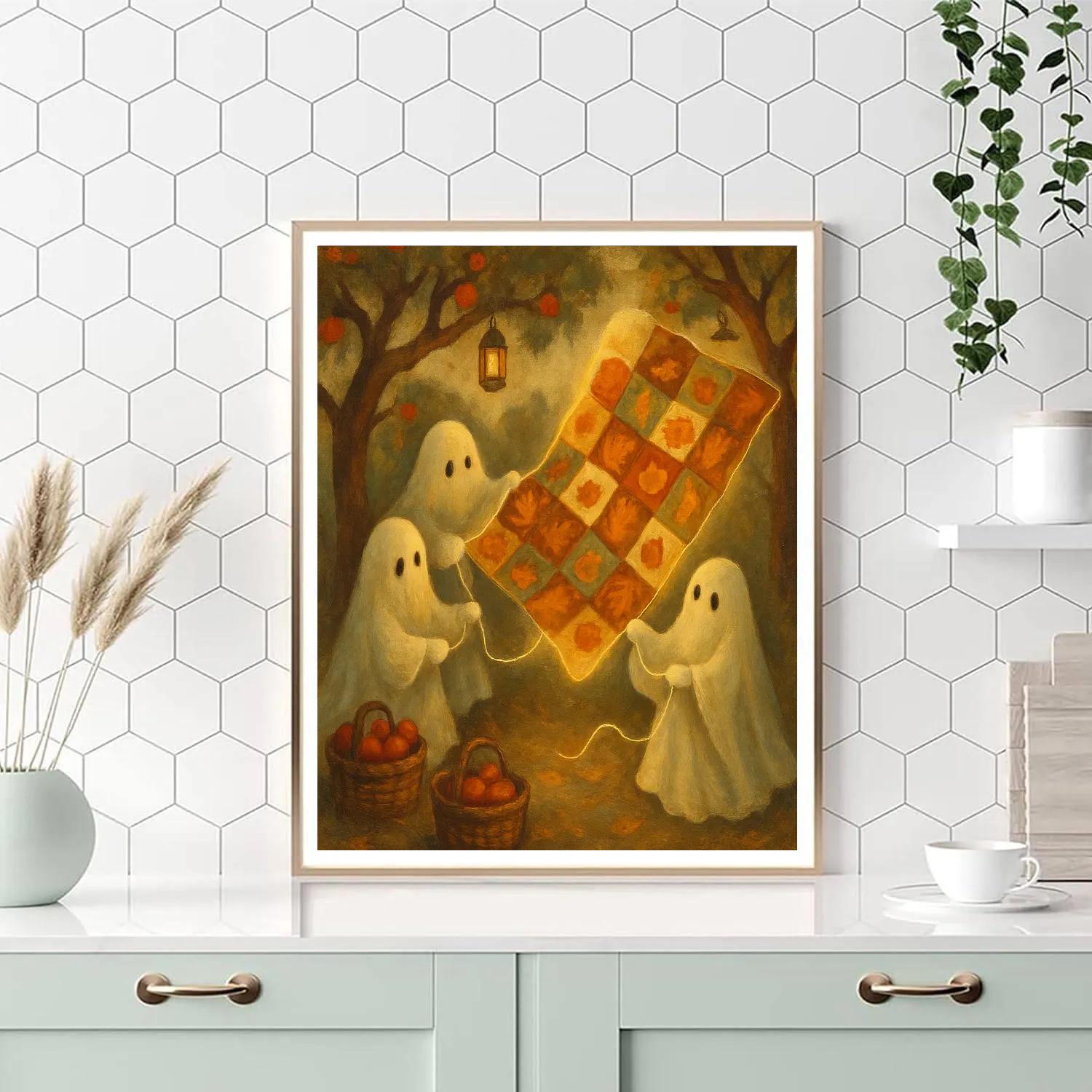 Ghost Quilters In The Orchard Clearing paint by color