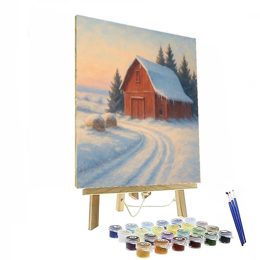 Sunrise Over The Quiet Red Barn paint by color