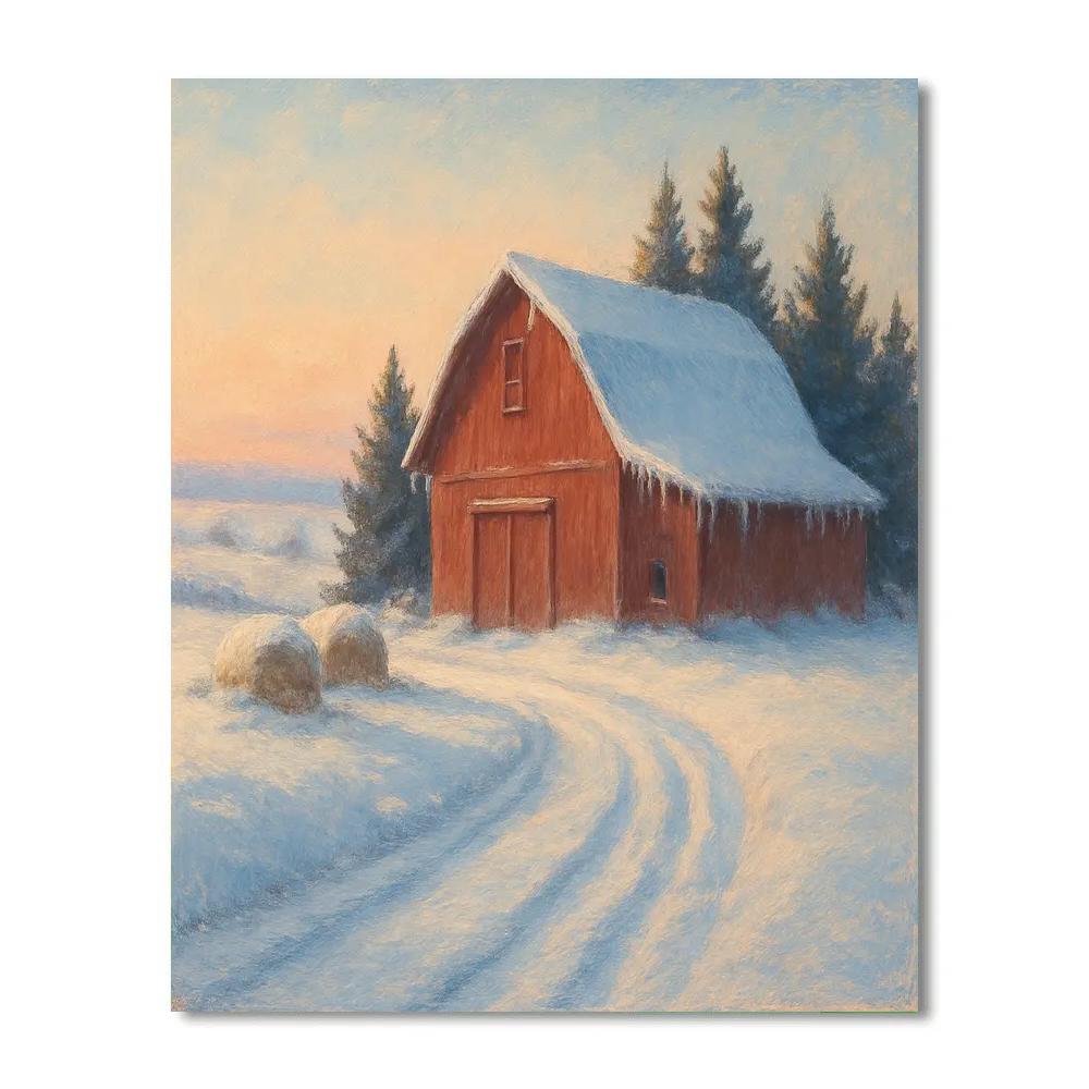 Sunrise Over The Quiet Red Barn paint by color
