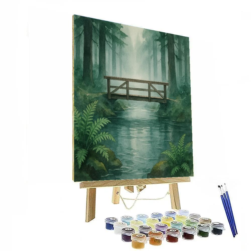 Cedar Creek Footbridge In Early Morning Fog paint by number