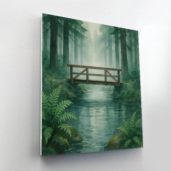 Cedar Creek Footbridge In Early Morning Fog paint by number